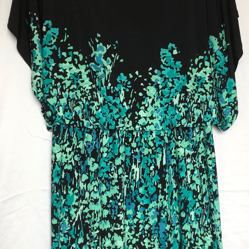 Black dress with blue/green detail